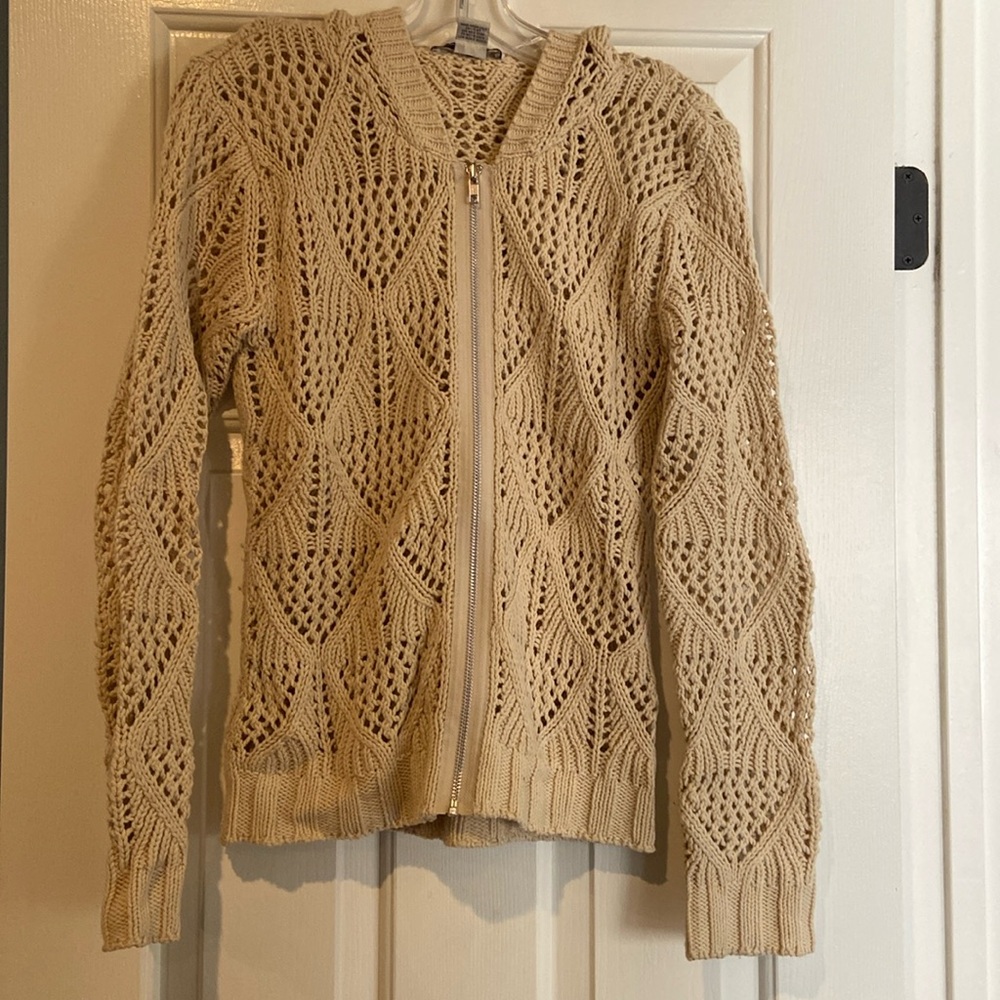 CAbi crochet knit Sweater/Hoodie in Taupe